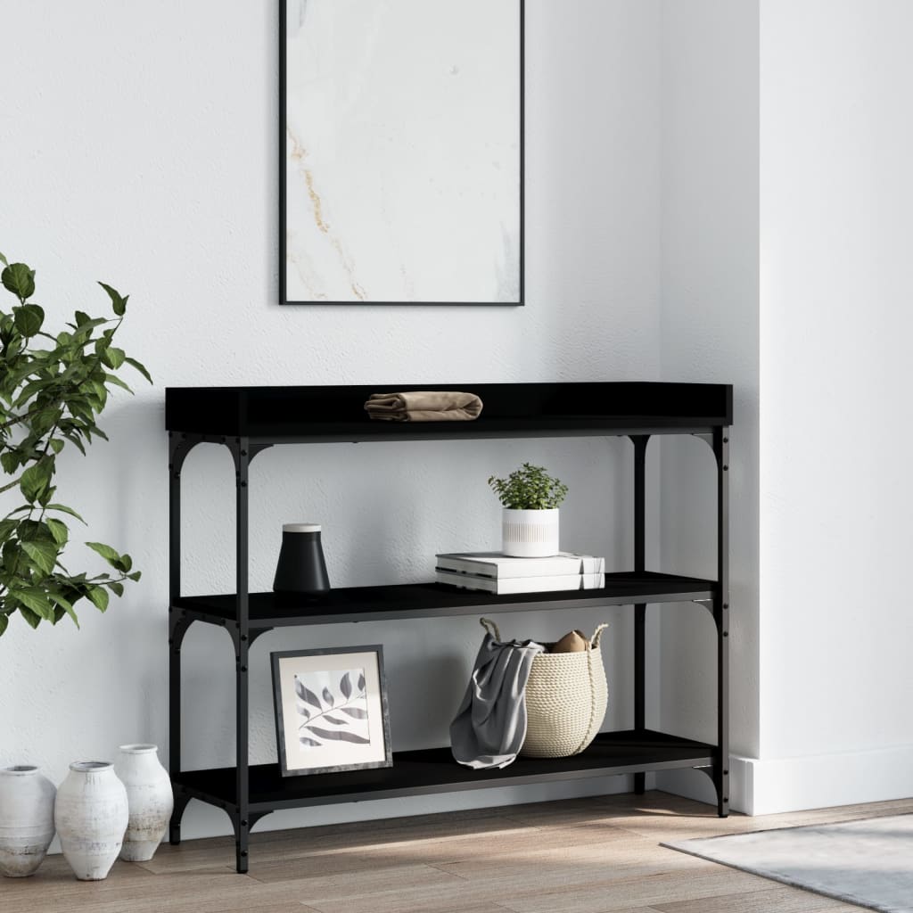 Τραπέζι Κονσόλα με Ράφια Μαύρο 100 x 30 x 80 εκ. - Pakobazaar