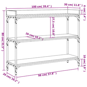 Τραπέζι Κονσόλα με Ράφια Γκρι Sonoma 100 x 30 x 80 εκ.