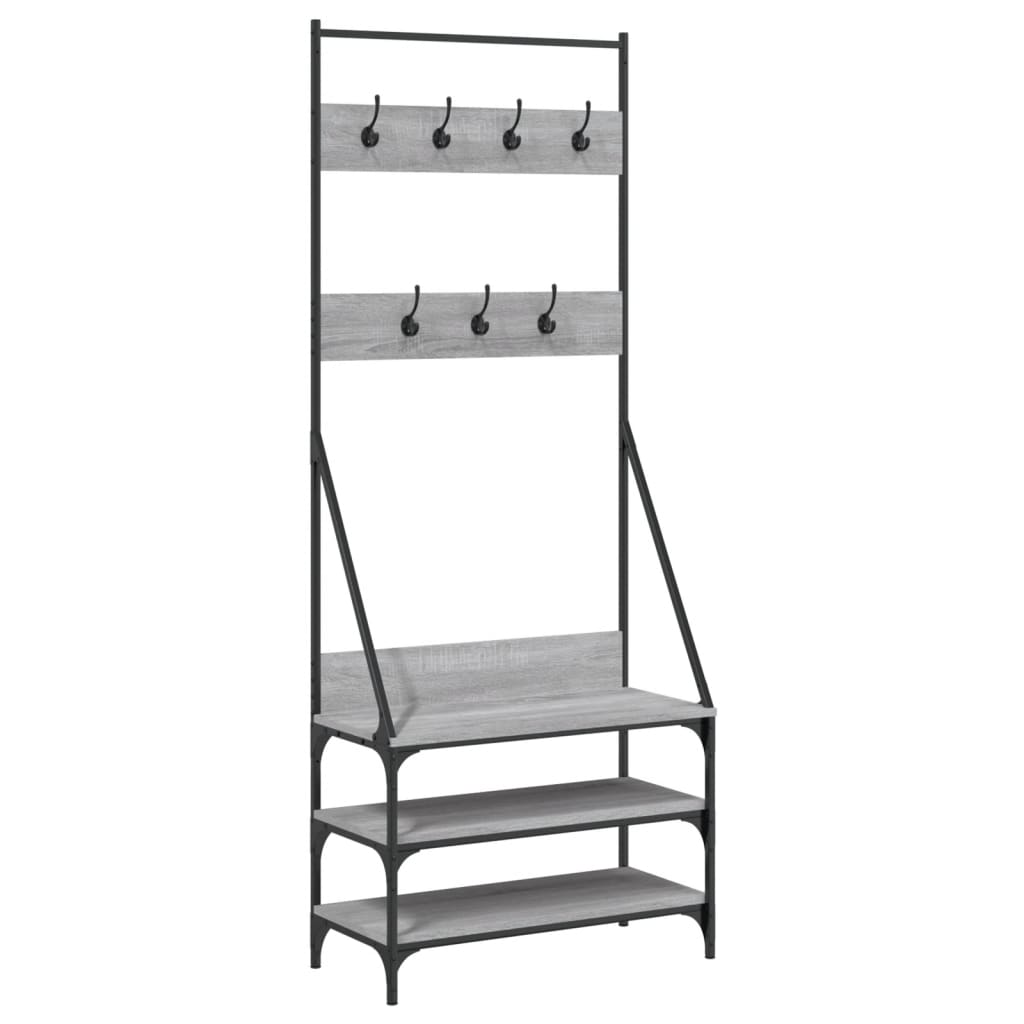Κρεμάστρα Ρούχων με Παπουτσοθήκη Γκρι Sonoma 72x34x184 εκ.