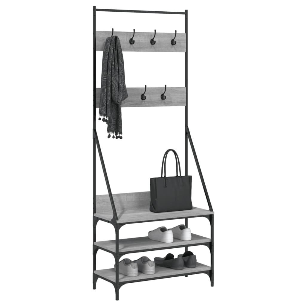 Κρεμάστρα Ρούχων με Παπουτσοθήκη Γκρι Sonoma 72x34x184 εκ.