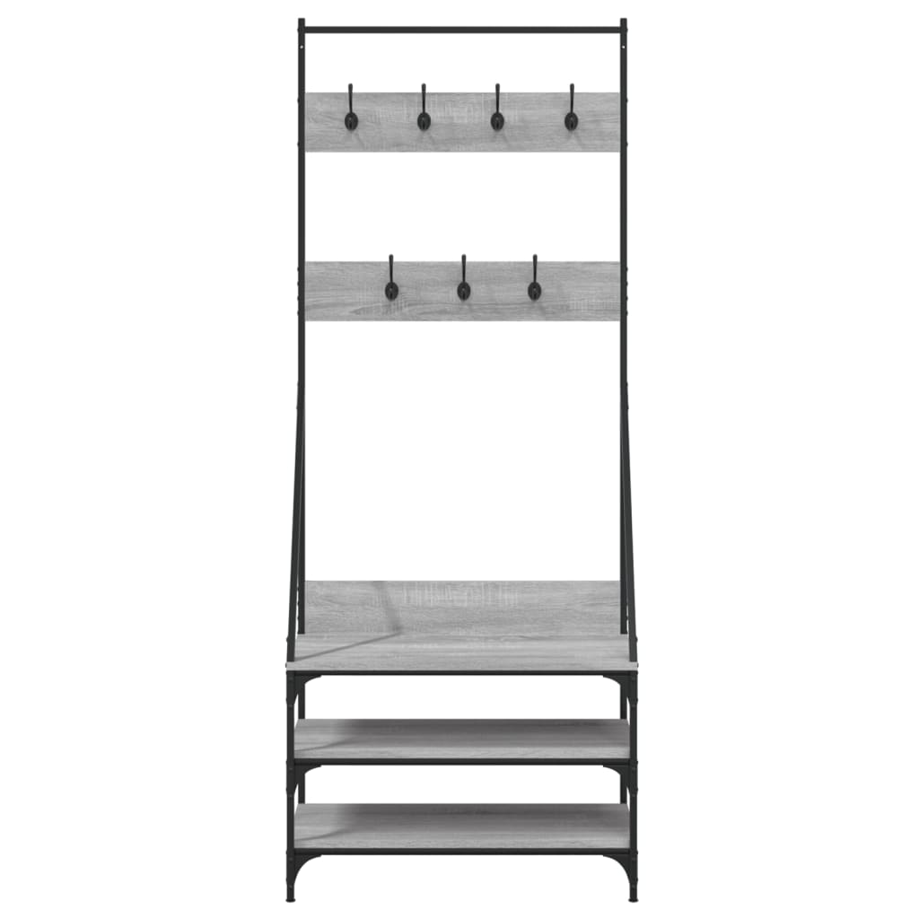 Κρεμάστρα Ρούχων με Παπουτσοθήκη Γκρι Sonoma 72x34x184 εκ.