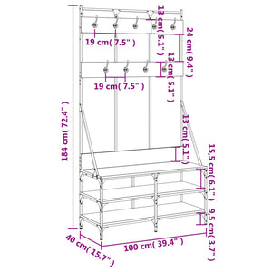 Κρεμάστρα Ρούχων με Παπουτσοθήκη Γκρι Sonoma 100x40x184 εκ.
