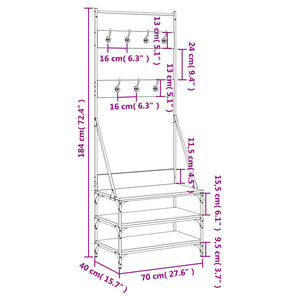 Κρεμάστρα Ρούχων με Παπουτσοθήκη Sonoma Δρυς 70x40x184 εκ. - Pakobazaar