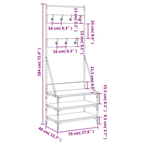 Κρεμάστρα Ρούχων με Παπουτσοθήκη Γκρι Sonoma 70x40x184 εκ.
