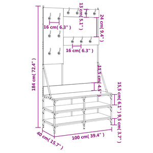 Κρεμάστρα Ρούχων με Παπουτσοθήκη Γκρι Sonoma 100x40x184 εκ.