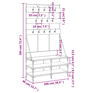 Κρεμάστρα Ρούχων με Παπουτσοθήκη Γκρι Sonoma 100x40x184 εκ.