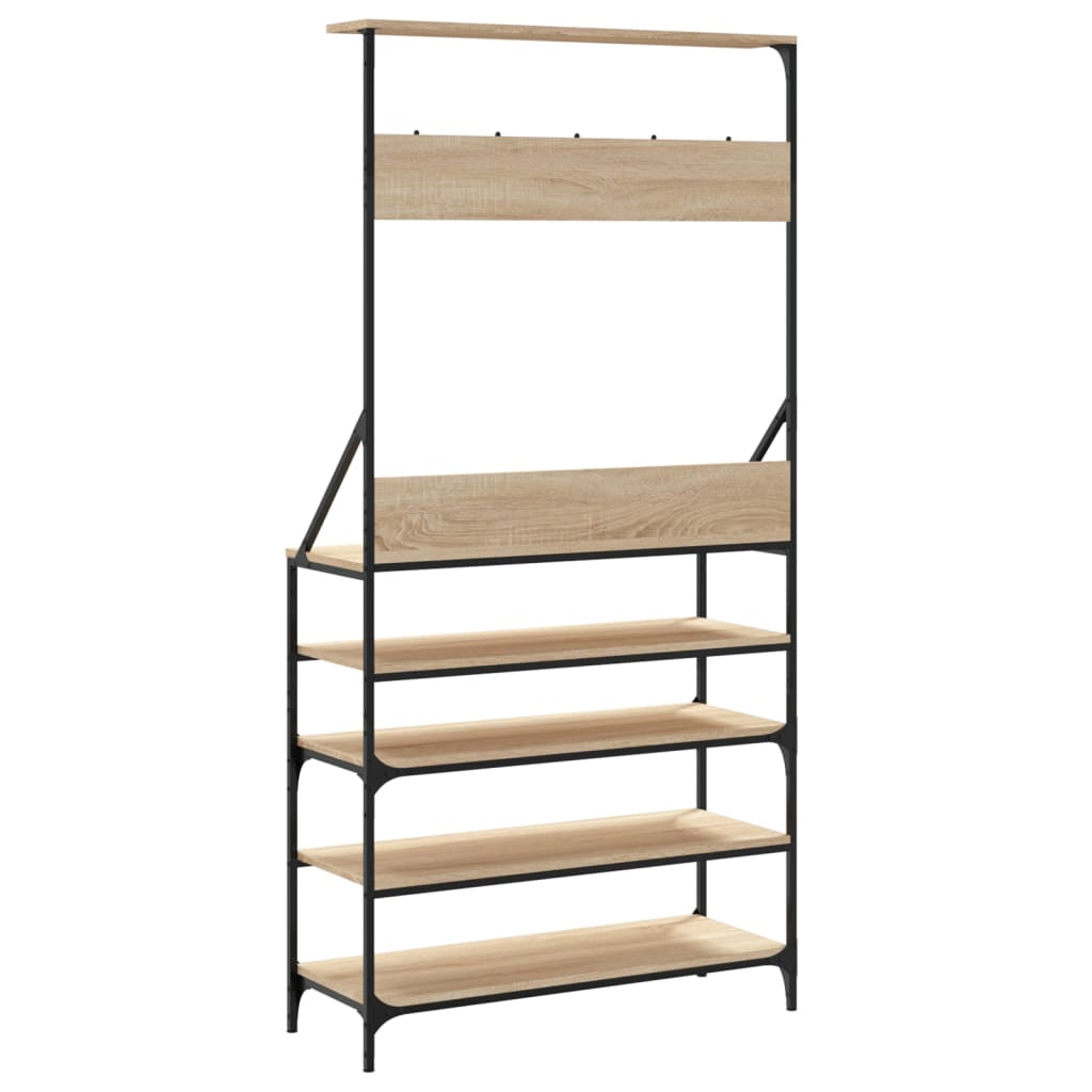 Κρεμάστρα Ρούχων με Παπουτσοθήκη Sonoma Δρυς 90x34x184 εκ.