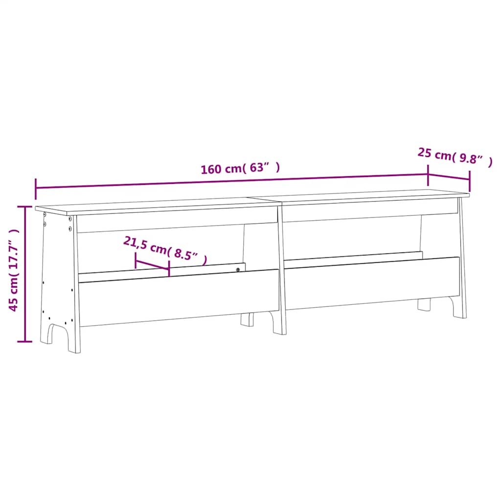 Παγκάκι Χολ 160x28x45 εκ. από Μασίφ Ξύλο Πεύκου - Pakobazaar