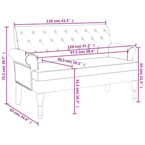 Παγκάκι με Πλάτη Σκούρο Πράσινο 120 x 62 x 75,5 εκ. Υφασμάτινο