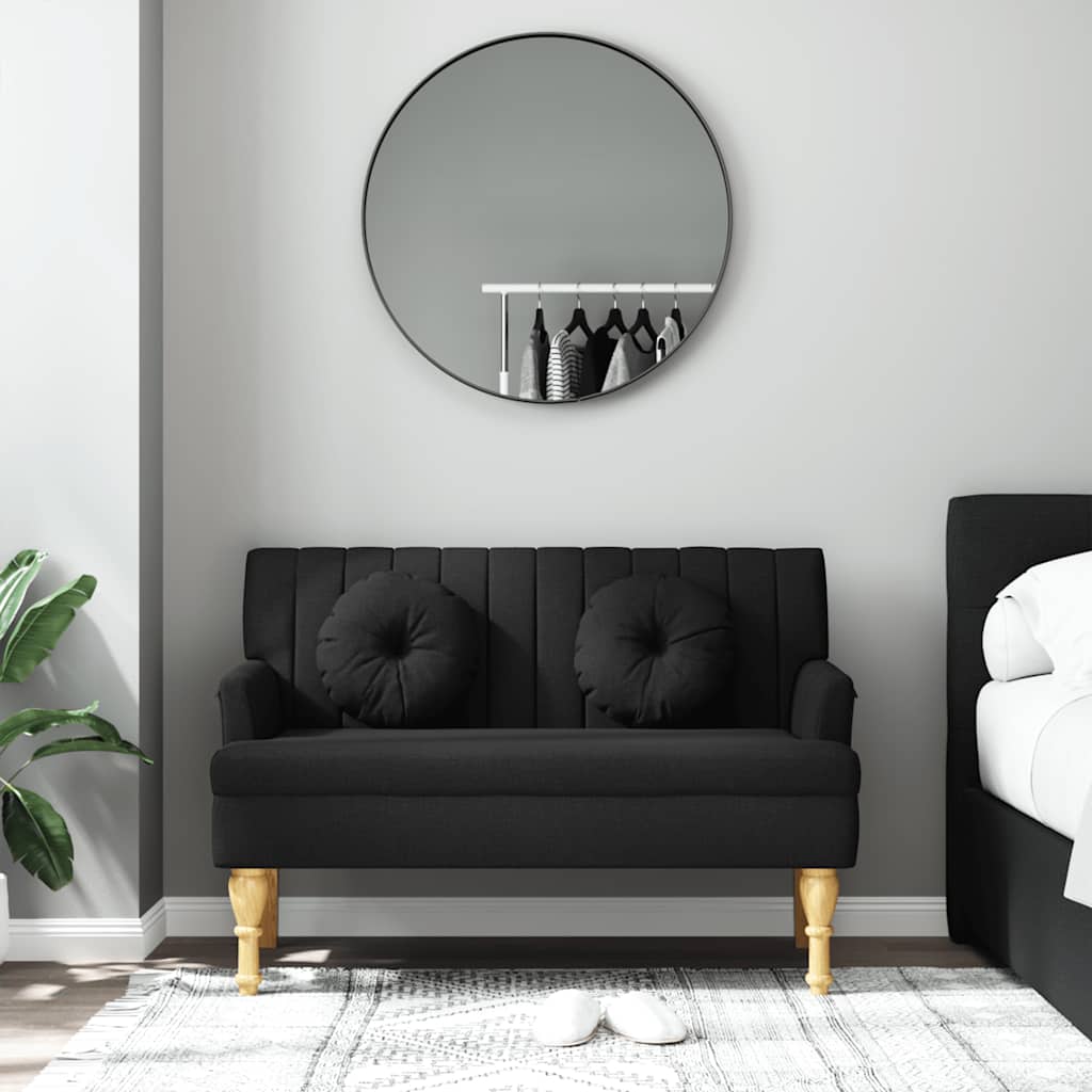 Παγκάκι Μαύρο 113 x 64,5 x 75,5 εκ. Υφασμάτινο με Μαξιλάρια - Pakobazaar