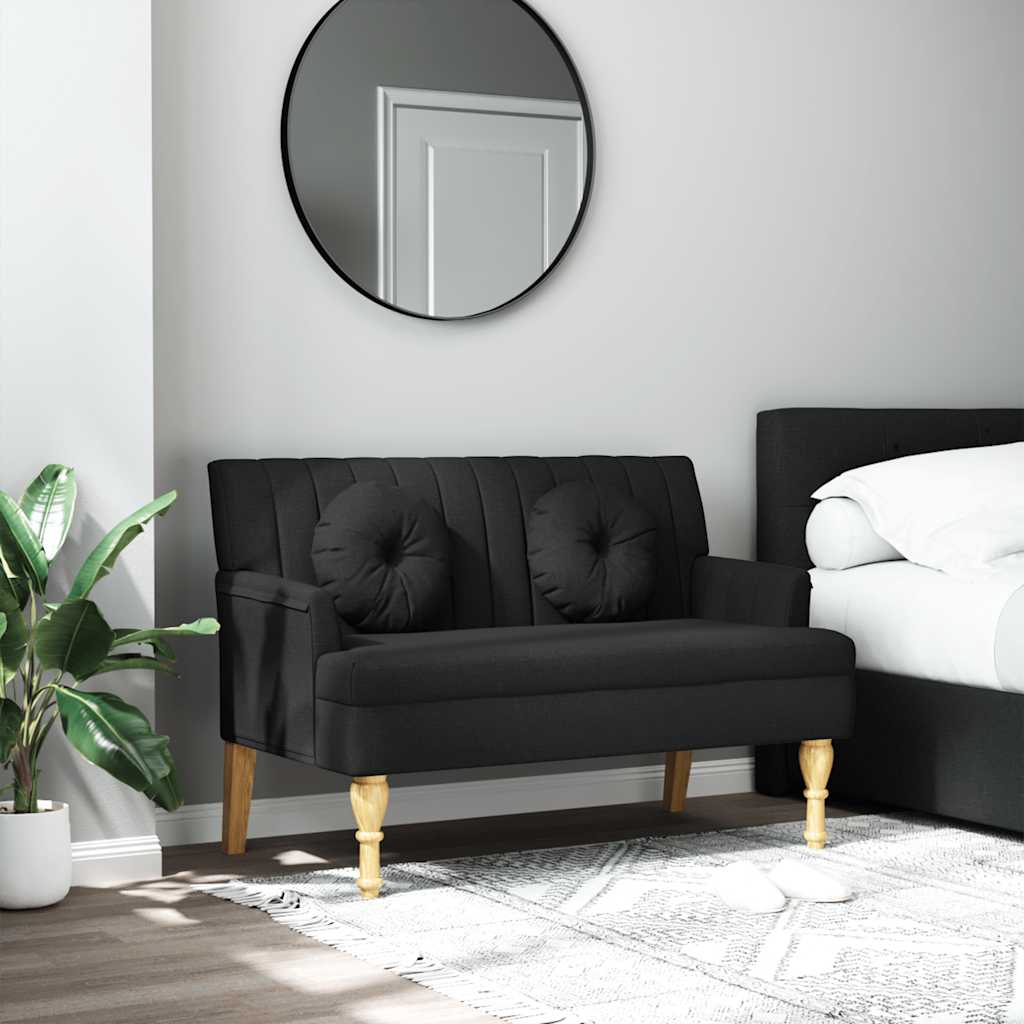 Παγκάκι Μαύρο 113 x 64,5 x 75,5 εκ. Υφασμάτινο με Μαξιλάρια - Pakobazaar