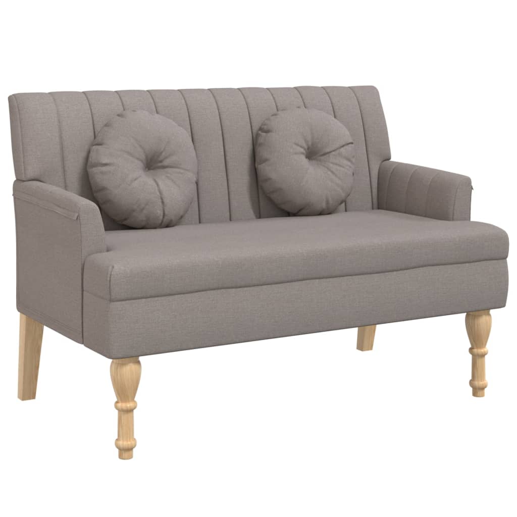 Παγκάκι Taupe 113 x 64,5 x 75,5 εκ. Υφασμάτινο με Μαξιλάρια