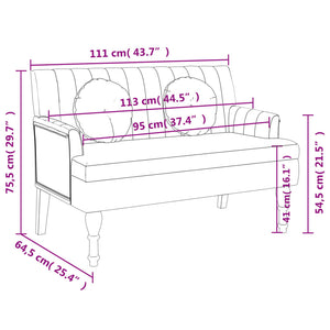Παγκάκι Μπλε 113 x 64,5 x 75,5 εκ. Υφασμάτινο με Μαξιλάρια