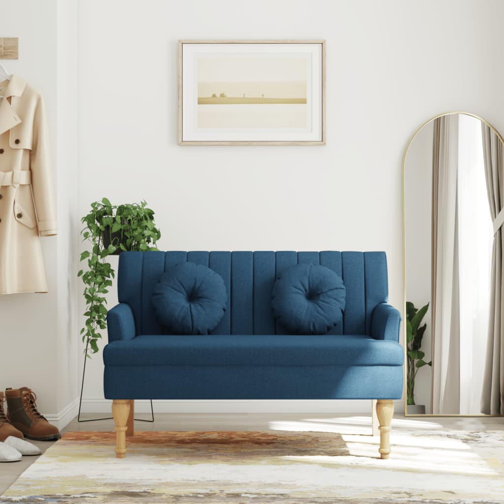 Παγκάκι Μπλε 113 x 64,5 x 75,5 εκ. Υφασμάτινο με Μαξιλάρια