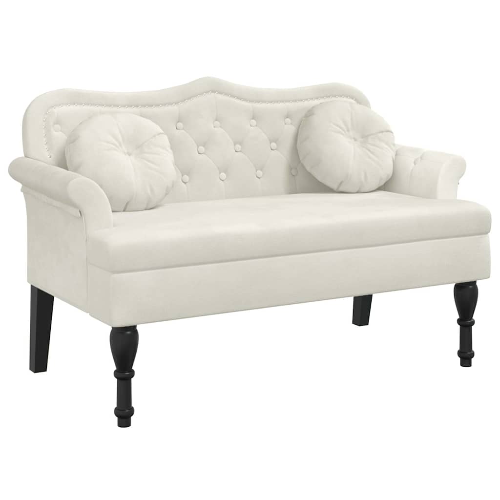 Παγκάκι με Μαξιλάρια Κρεμ 120,5 x 65 x 75 εκ. Βελούδινο