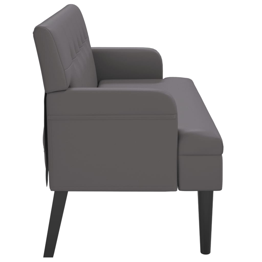 Παγκάκι με Πλάτη Γκρι 112 x 65,5 x 75 εκ. από Συνθετικό Δέρμα