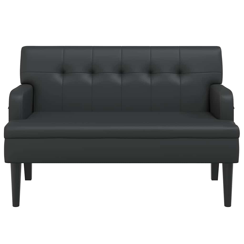 Πάγκος με Πλάτη Μαύρο 112x65,5x75 εκ. από Συνθετικό Δέρμα - Pakobazaar