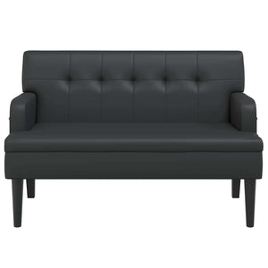 Πάγκος με Πλάτη Μαύρο 112x65,5x75 εκ. από Συνθετικό Δέρμα - Pakobazaar
