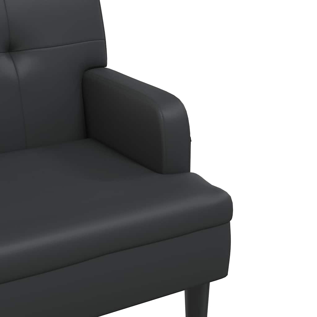Πάγκος με Πλάτη Μαύρο 112x65,5x75 εκ. από Συνθετικό Δέρμα - Pakobazaar