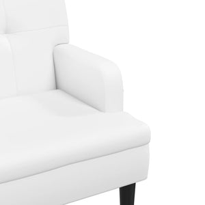 Παγκάκι με Πλάτη Λευκός 112x65,5x75 εκ. από Συνθετικό Δέρμα