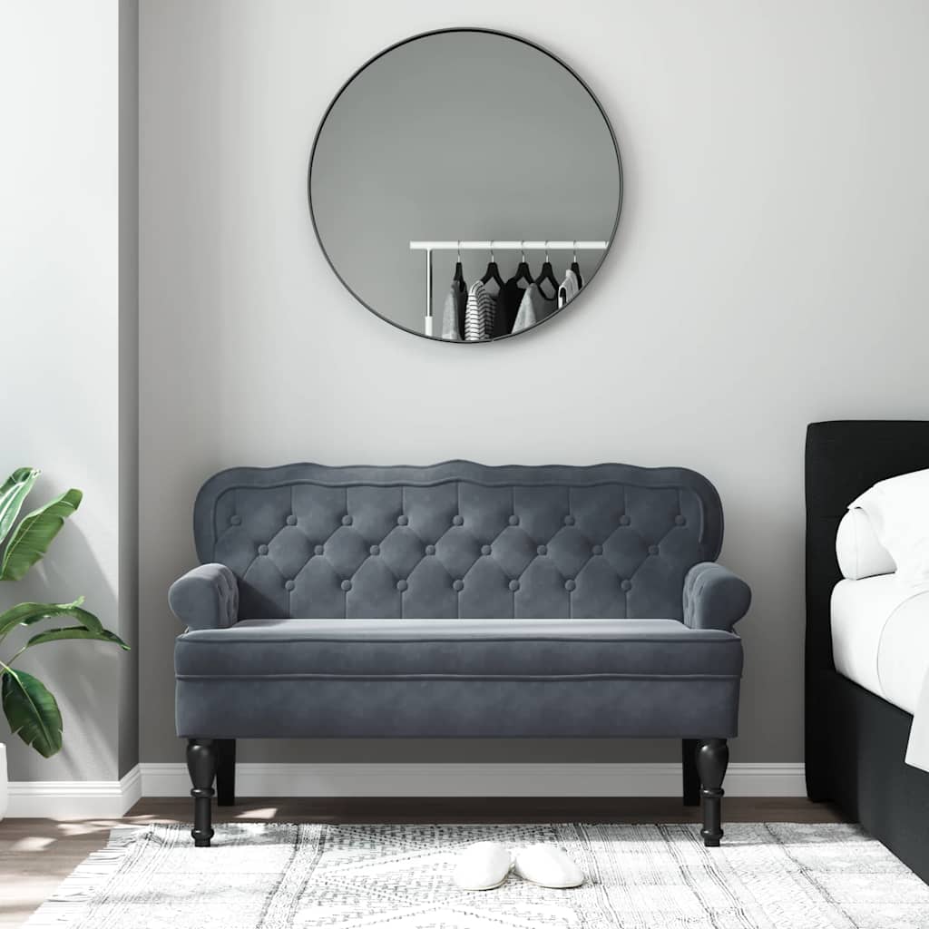 Παγκάκι με Πλάτη Σκούρο Γκρι 119,5x64,5x75 εκ. Βελούδινο - Pakobazaar