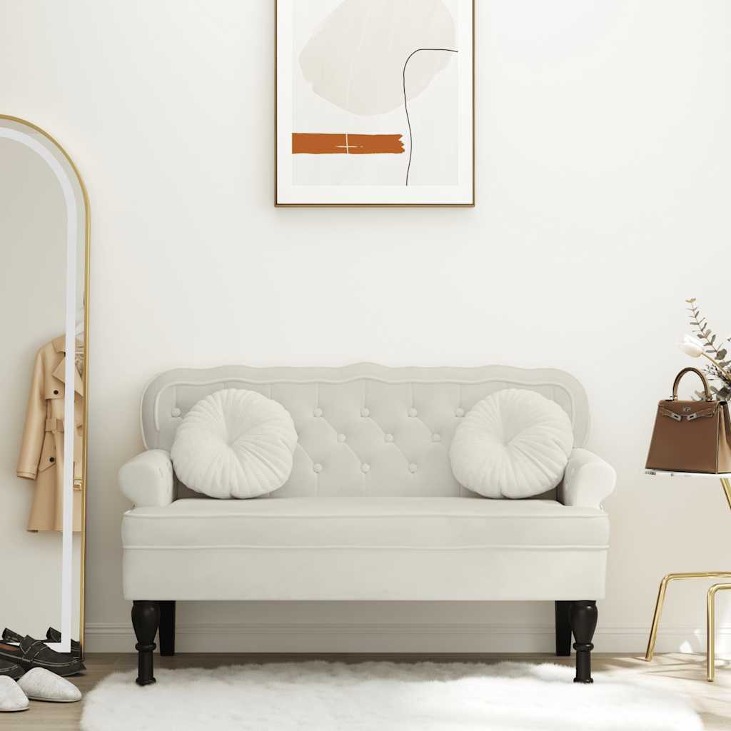 Παγκάκι με Πλάτη Κρεμ 119,5x64,5x75 εκ. Βελούδινο - Pakobazaar
