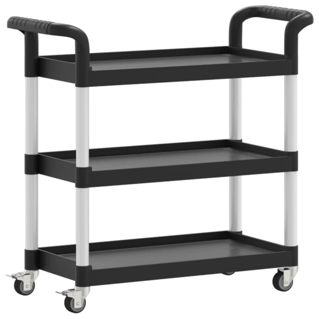 Τροχήλατη Βάση 3 Επιπέδων Μαύρη 77 x 34 x 72 εκ. από Αλουμίνιο