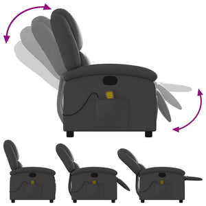 Πολυθρόνα Μασάζ Ανακλινόμενη Γκρι από Γνήσιο Δέρμα