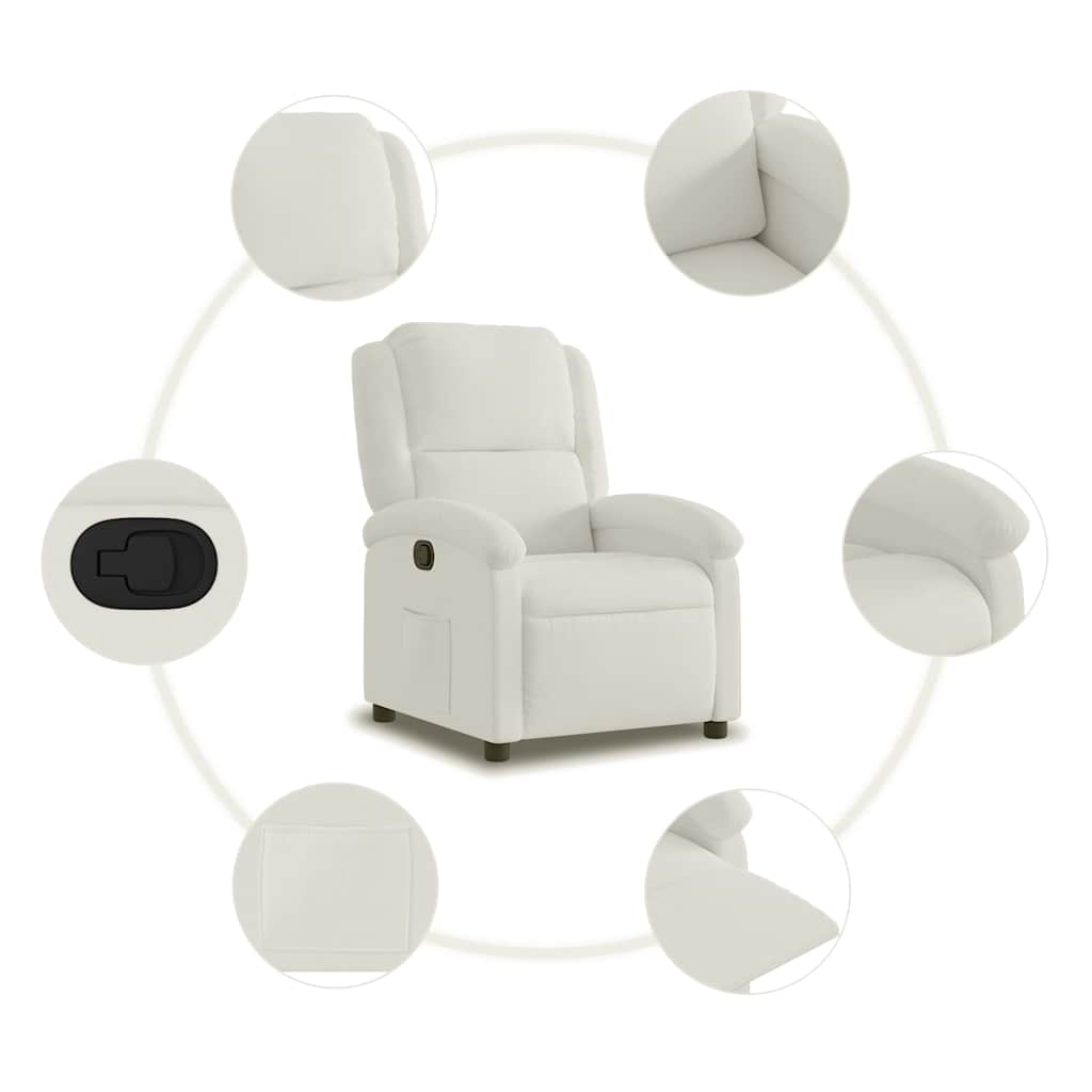 Πολυθρόνα Ανακλινόμενη με Κρεμ Βελούδο