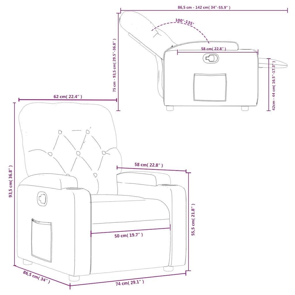 Πολυθρόνα Ανακλινόμενη Κόκκινη από Συνθετικό Δέρμα