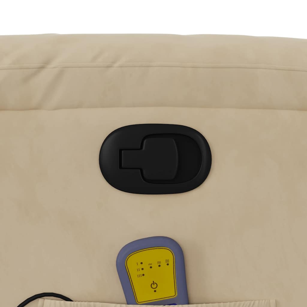 Πολυθρόνα Μασάζ Ανακλινόμενη Κρεμ Ύφασμα Μικροϊνών