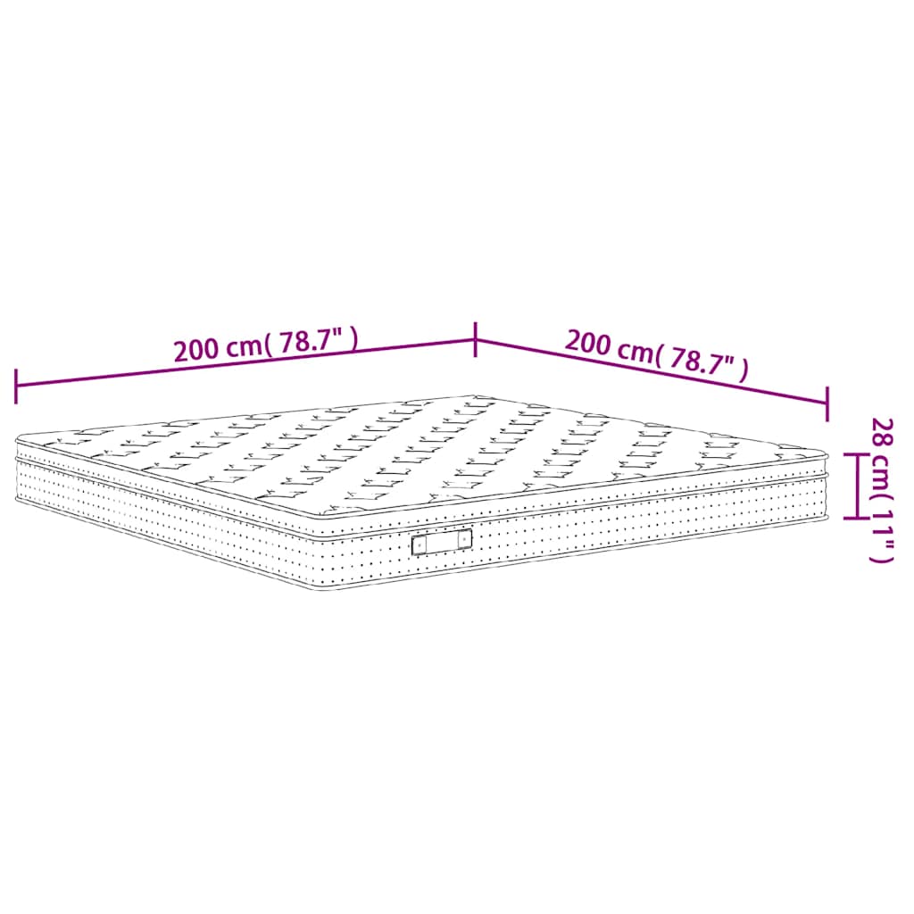 Στρώμα με Pocket Springs Μεσαία Σκληρότητα 200 x 200 εκ.