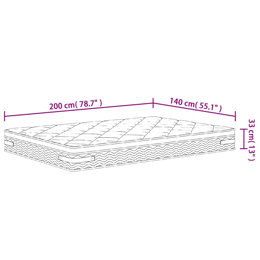 Στρώμα με Pocket Springs Μεσαία Plus Σκληρότητα 140x200 εκ.