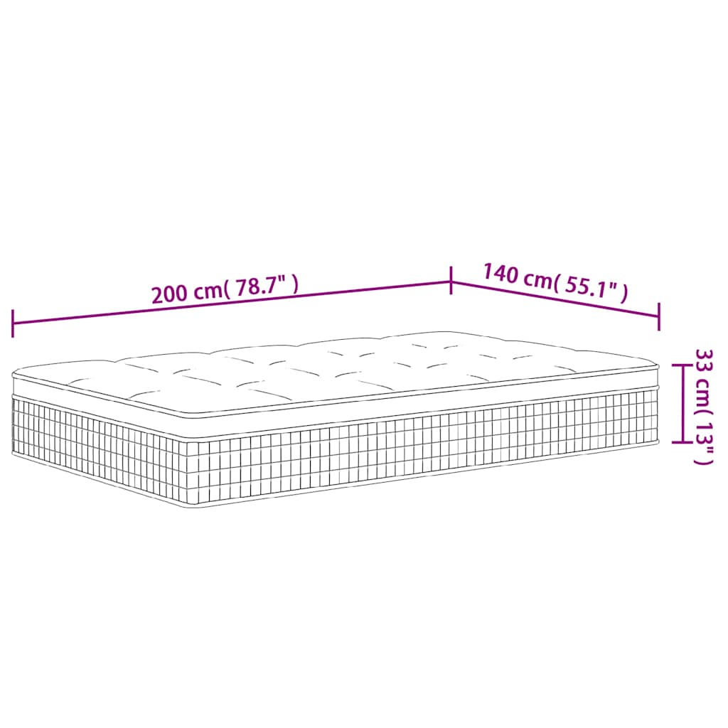 Στρώμα με Pocket Springs Μεσαία Plus Σκληρότητα 140x200 εκ.