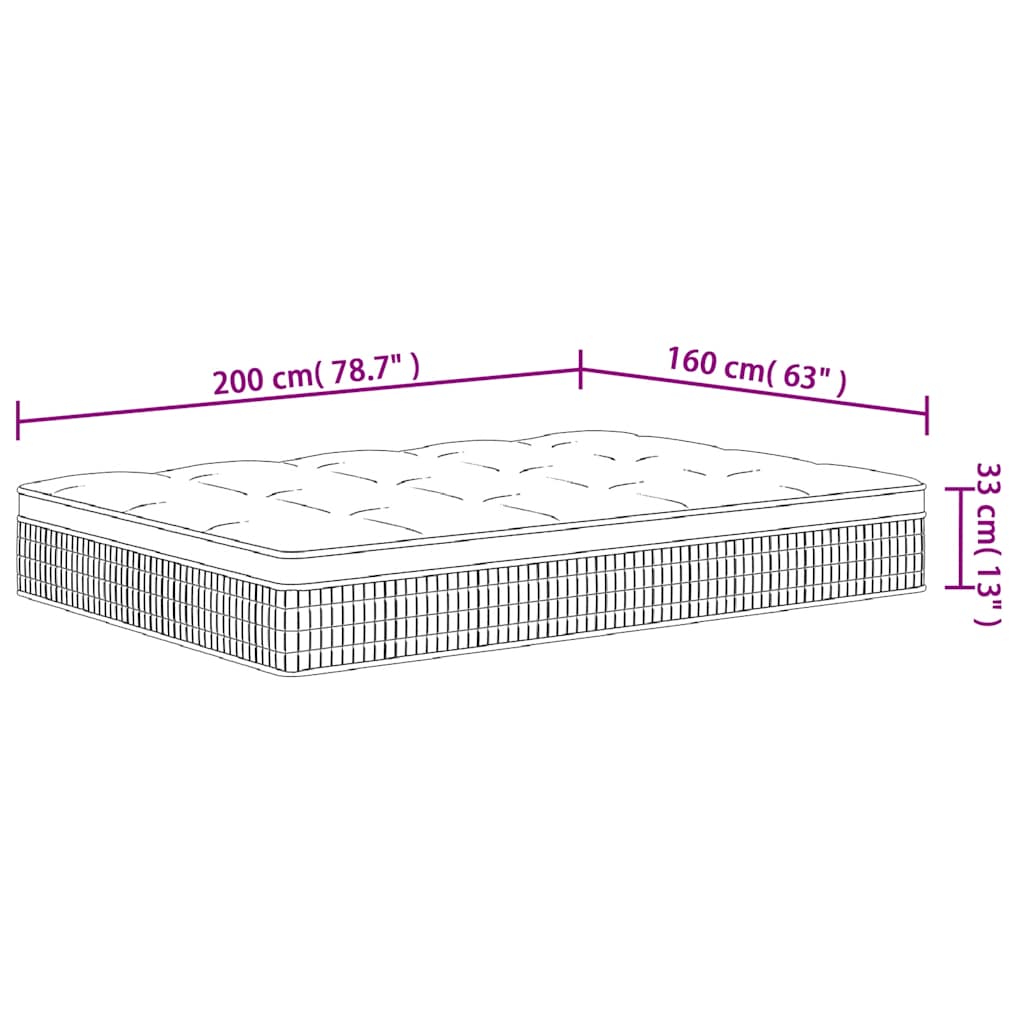 Στρώμα με Pocket Springs Μεσαία Plus Σκληρότητα 160 x 200 εκ. - Pakobazaar