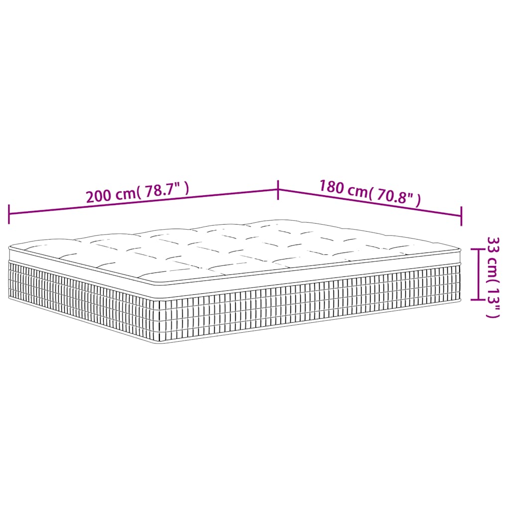 Στρώμα με Pocket Springs Μεσαία Plus Σκληρότητα 180 x 200 εκ.