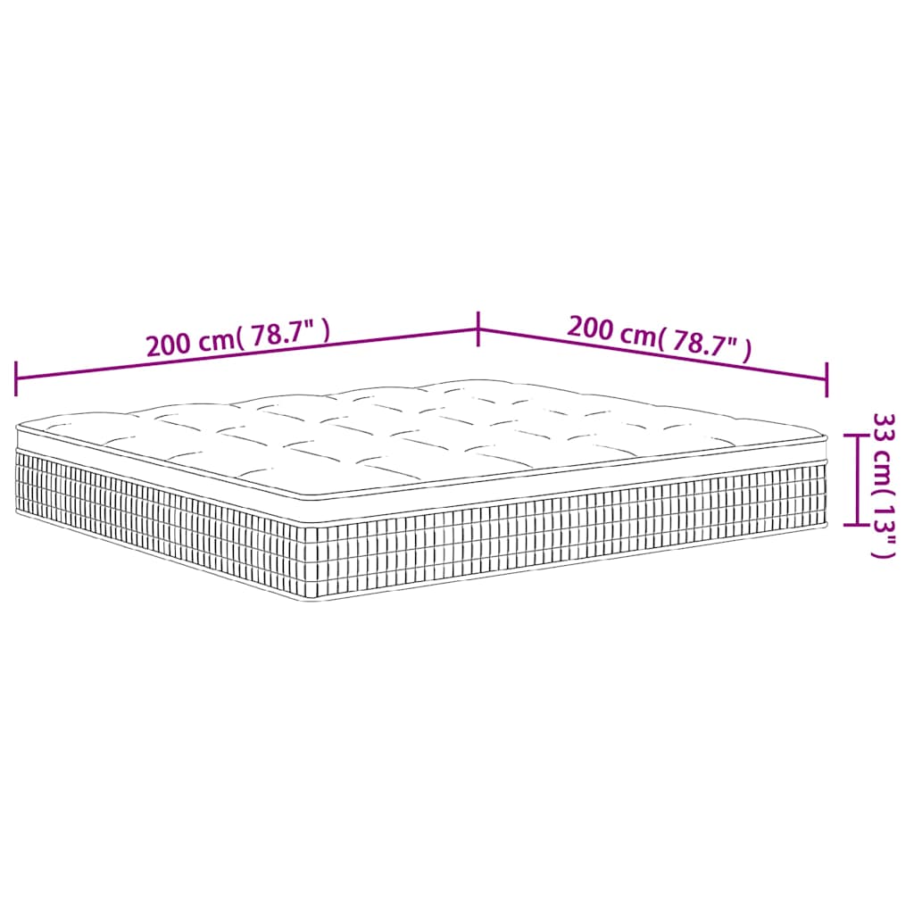Στρώμα με Pocket Springs Μεσαία Plus Σκληρότητα 200 x 200 εκ.