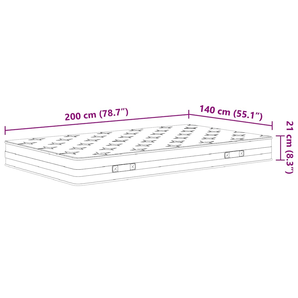 Στρώμα με Bonnell Springs Μεσαία Σκληρότητα 140 x 200 εκ.