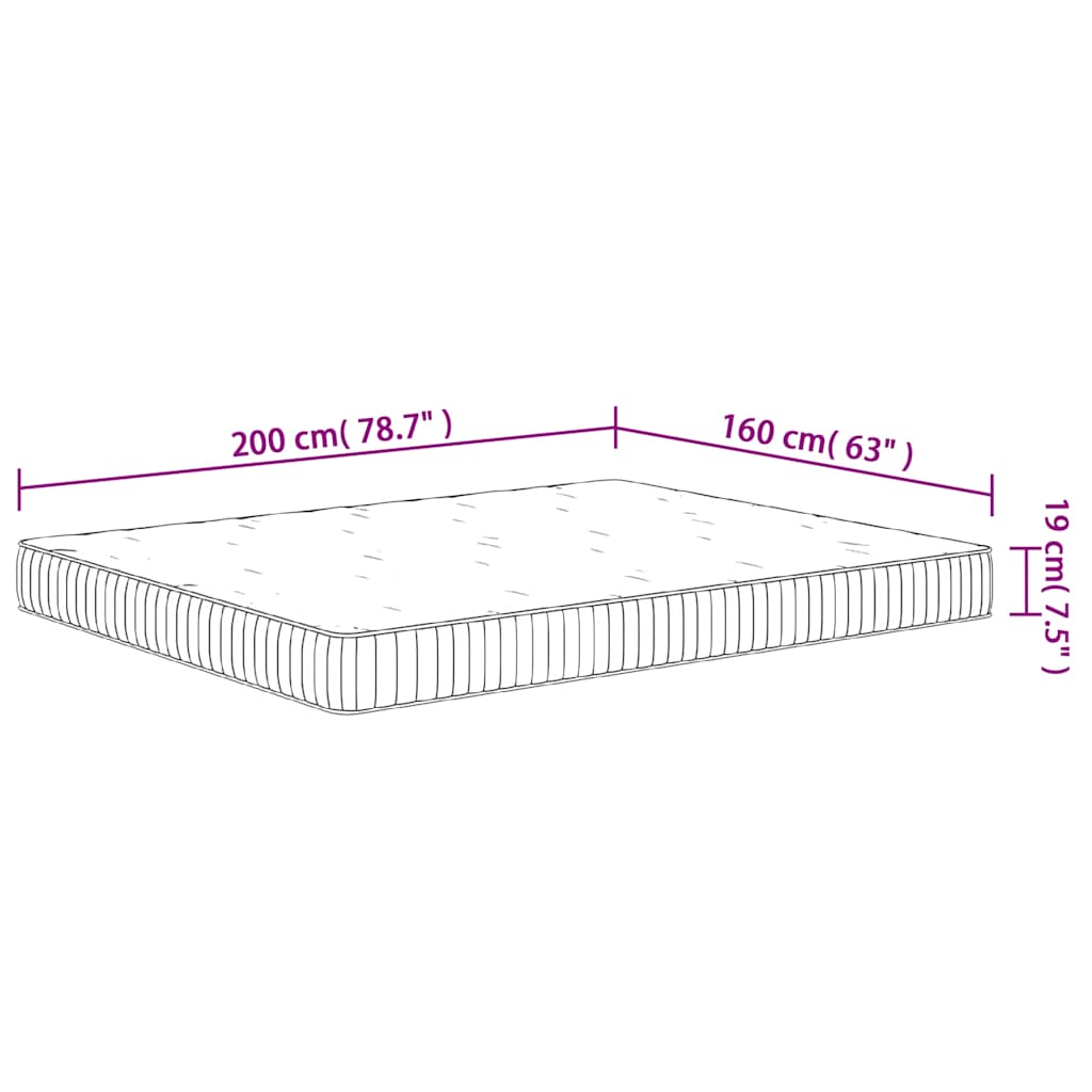 Στρώμα με Pocket Springs Μεσαία Σκληρότητα 160 x 200 εκ. - Pakobazaar