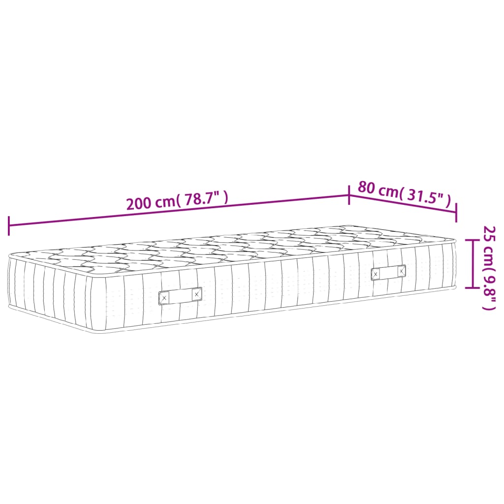 Στρώμα με Pocket Springs Μεσαία Σκληρότητα 80x200 εκ. - Pakobazaar