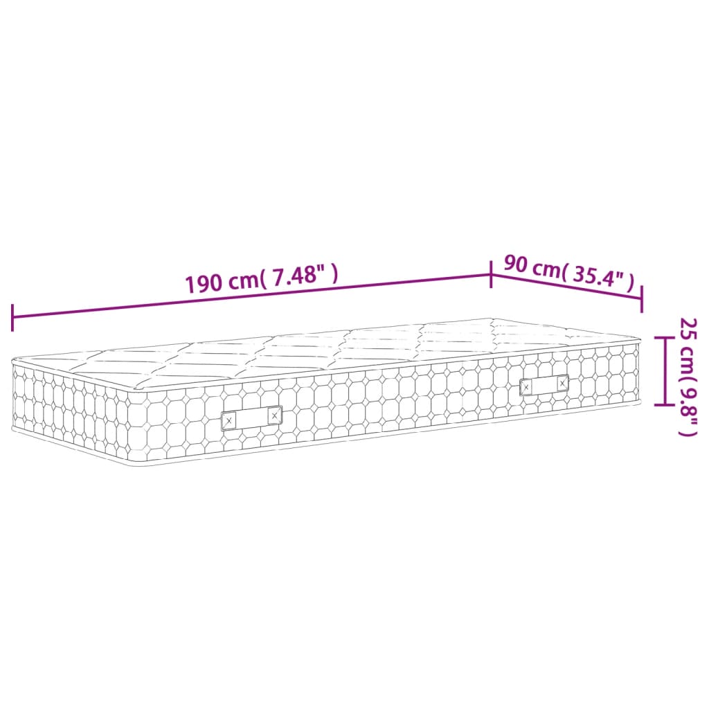 Στρώμα με Pocket Springs Μεσαία Σκληρότητα 90x200 εκ. Μονό