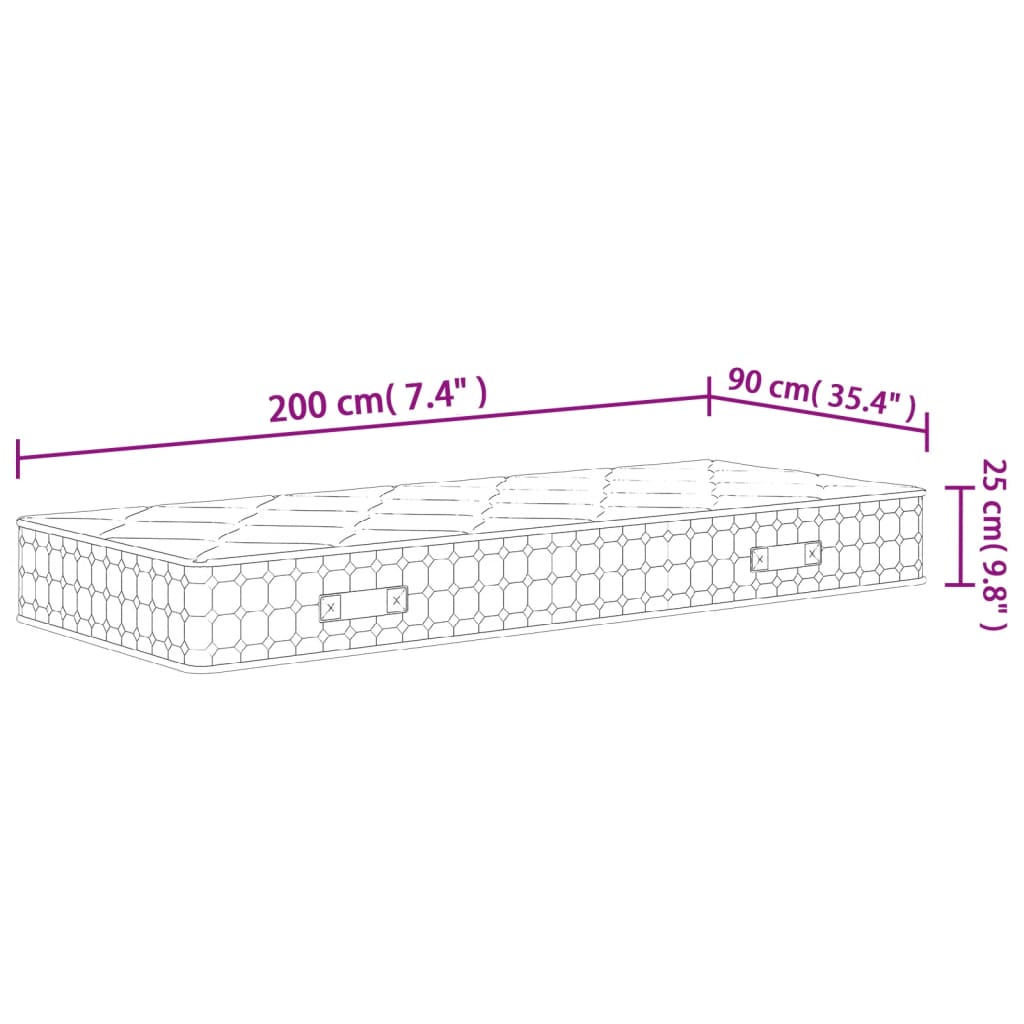 Στρώμα με Pocket Springs Μεσαία Σκληρότητα 90 x 200 εκ.