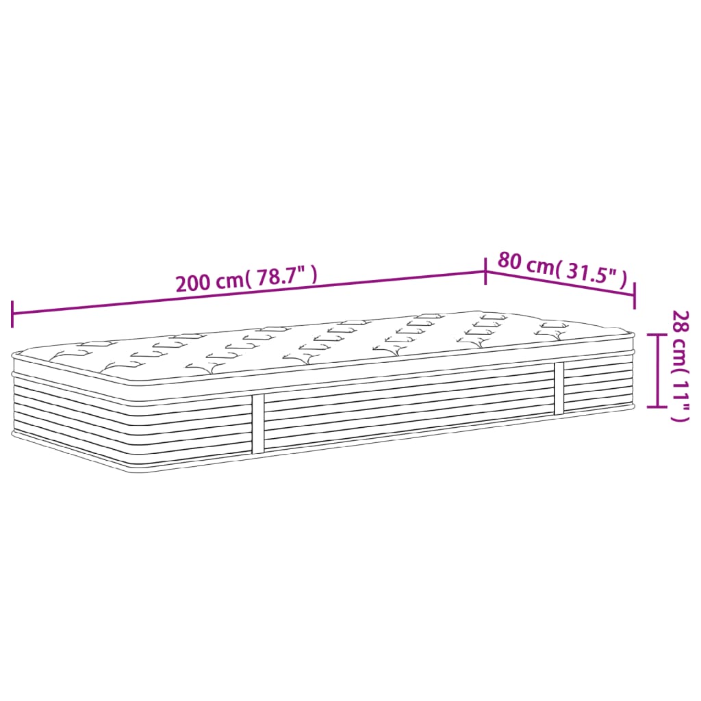 Στρώμα με Pocket Springs Μεσαία Σκληρότητα 80 x 200 εκ.