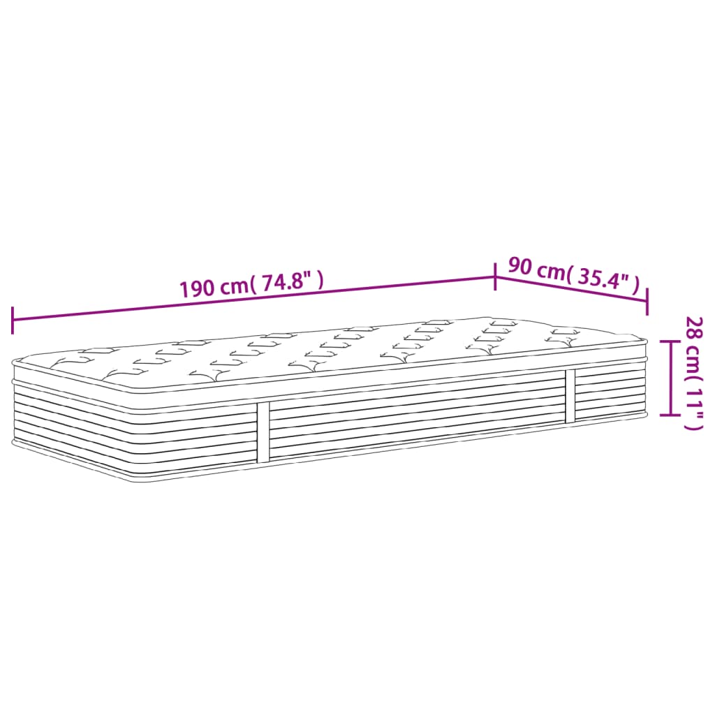 Στρώμα με Pocket Springs Medium 90x190 εκ. Μονό