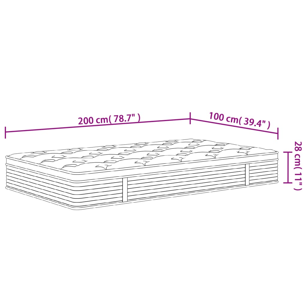 Στρώμα με Pocket Springs Μεσαία Σκληρότητα 100x200 εκ.