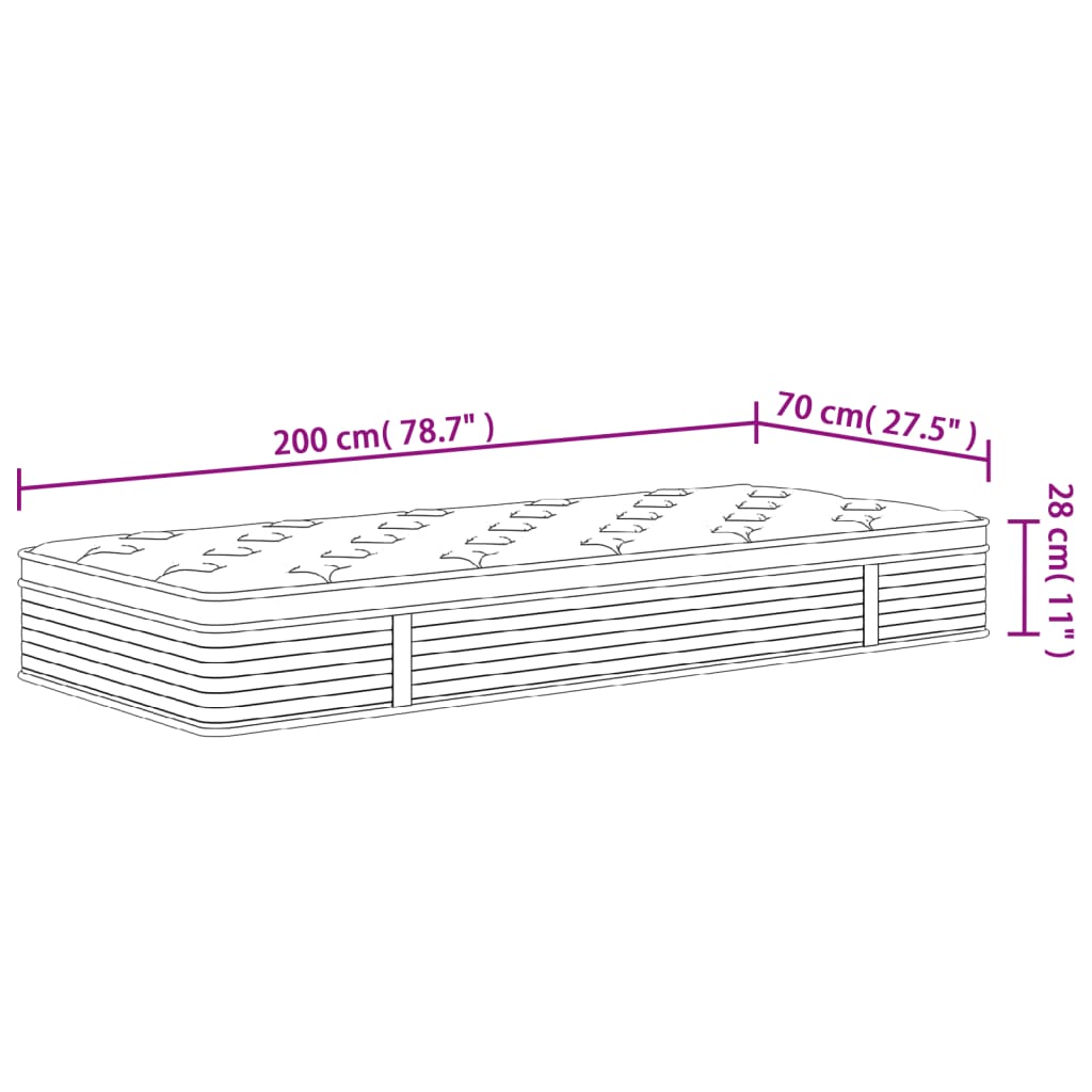 Στρώμα με Pocket Springs Μεσαία Σκληρότητα 70x200 εκ.