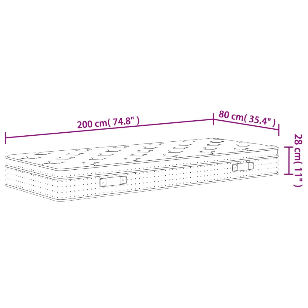 Στρώμα με Pocket Springs Μεσαία Σκληρότητα 80 x 200 εκ.