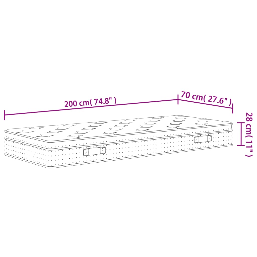 Στρώμα με Pocket Springs Μεσαία Σκληρότητα 70x200 εκ.