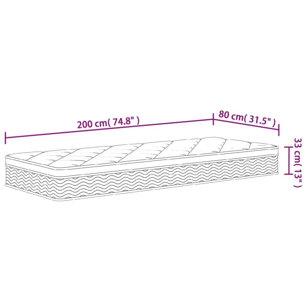 Στρώμα με Pocket Springs Μεσαία Plus Σκληρότητα 80x200 εκ.