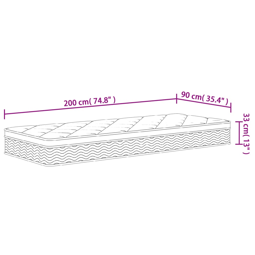 Στρώμα με Pocket Springs Μεσαία Plus Σκληρότητα 90x200 εκ.